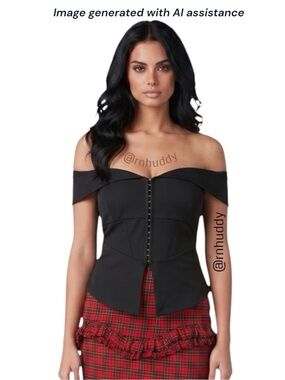NWT ASOS Curve size 18 black off shoulder hook & eye top
